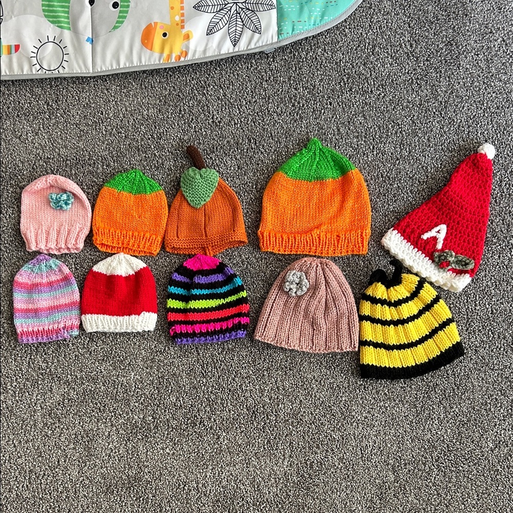Colorful Knitted Baby Hats Collection